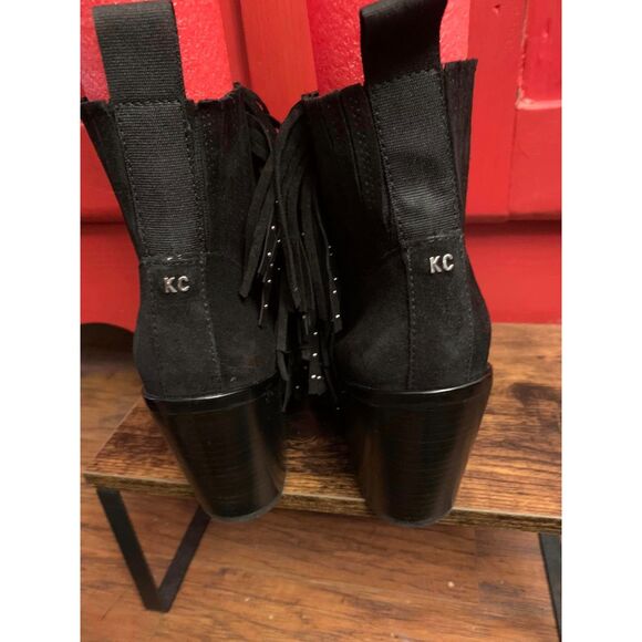 NWOT Kenneth Cole Size 5 West Side Fringe Bootie RB Studs Suede Leather Fringe - Picture 4 of 5